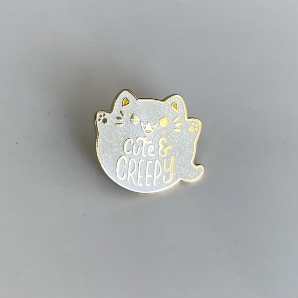 *50% OFF! Cat ghost pin cute & creepy kitten spooky scary cats flair - Picture 4 of 5